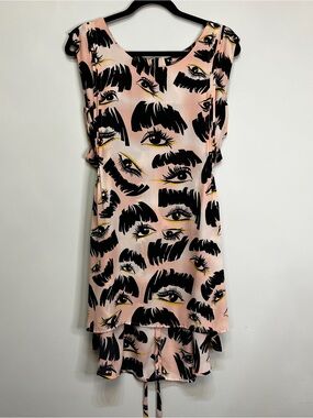 Melissa McCarthy Seven7 Pink Eye-Print Tunic with Black & Yellow Accents